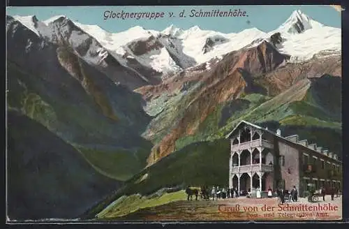 AK Zell am See, Schmittenhöhe, Post- und Telegraphen-Amt mit Glocknergruppe