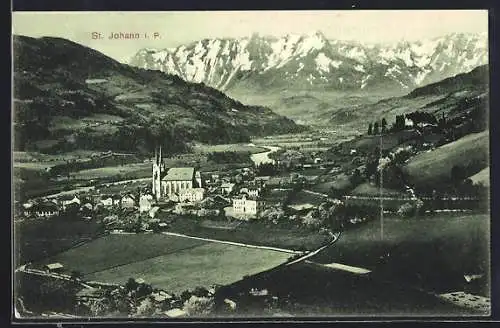 AK St. Johann, Totalansicht mit Bergpanorama