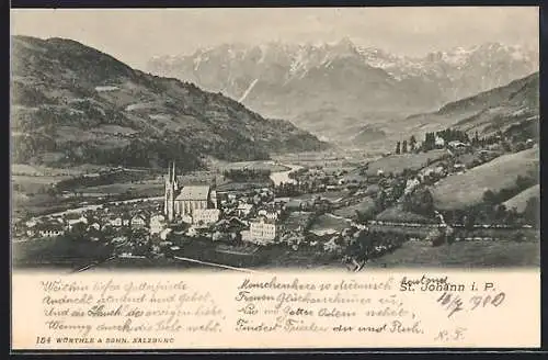 AK St. Johann i. Pongau, Ortsansicht aus der Vogelschau