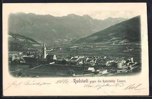 AK Radstadt, Blick auf den Ort mit dem Tauern