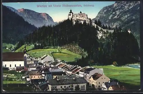 AK Werfen, Teilansicht mit Veste Hohenwerfen