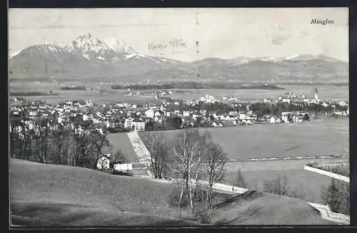 AK Salzburg, Maxglan mit Blick auf Gebirgspanorama