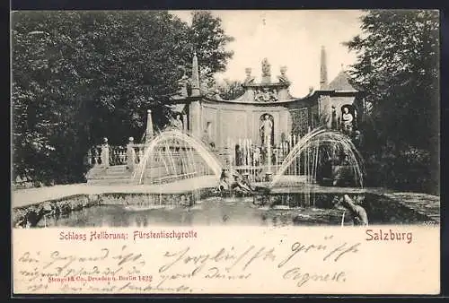 AK Salzburg, Schloss Hellbrunn, Fürstentischgrotte