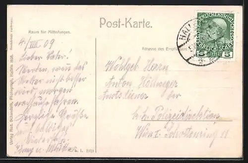 AK Hallein, Ortsansicht gegen den Hohen Göll