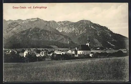 AK Gross-Gmain, Ortspanorama mit Lattengebirge