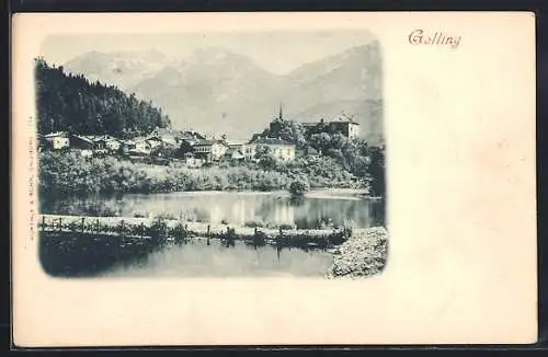 AK Golling, Ortsansicht über den Fluss hinweg