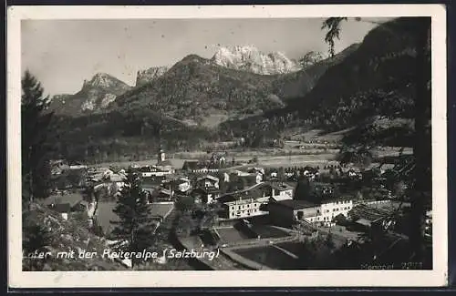 AK Lofer, Ortsansicht mit der Reiteralpe