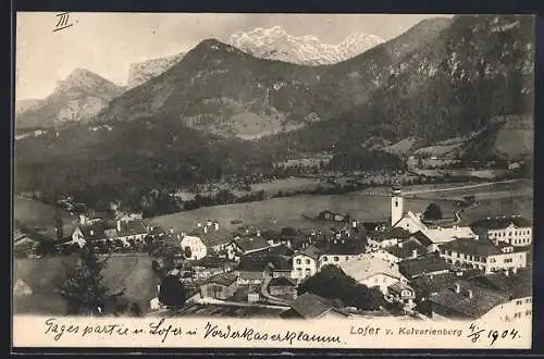 AK Lofer, Blick vom Kalvarienberg auf den Ort