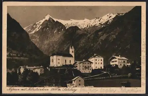 AK Kaprun, Ortsansicht mit Kitzsteinhorn im Kaprunertal