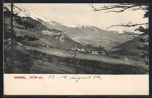 AK Krimml, Ortspanorama, aus der Ferne gesehen