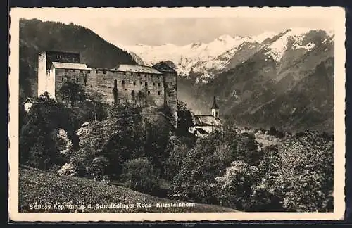 AK Kaprun, Schloss Kaprunn gegen den Schmiedinger Kees, Kitzsteinhorn