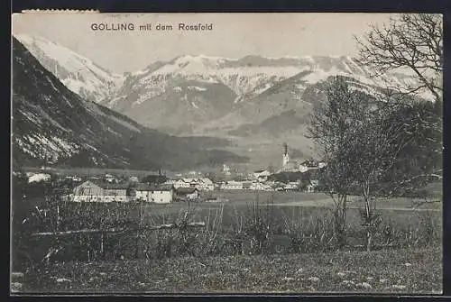 AK Golling an der Salzach, Ortsansicht mit dem Rossfeld