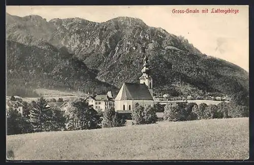 AK Gross-Gmain, Ortspanorama mit Lattengebirge