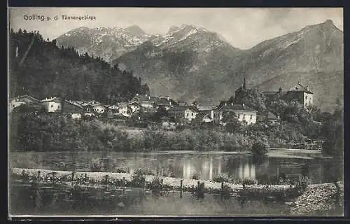 AK Golling an der Salzach, Blick zum Ort über den Fluss