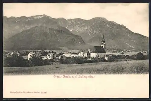 AK Gross-Gmain, Ortsansicht mit Lattengebirge