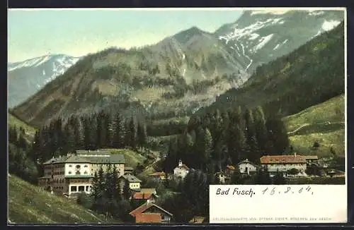 AK Bad Fusch, Ortsansicht mit Bergpanorama