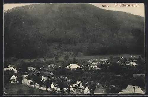 AK St. Johann am Steinfelde, Totalansicht aus der Vogelschau
