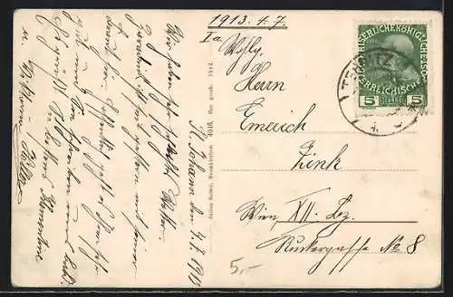 AK St. Johann am Steinfelde, Totalansicht aus der Vogelschau