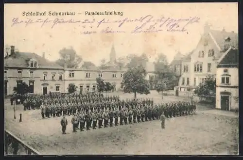AK Schmorkau / Kamenz, Paradeaufstellung im Schlosshof