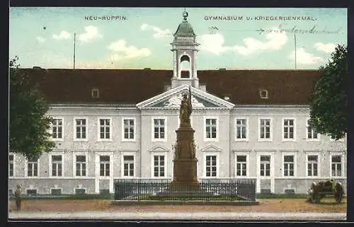 AK Neu-Ruppin, Gymnasium und Kriegerdenkmal