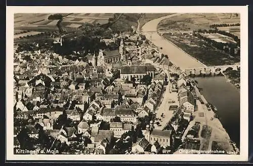 AK Kitzingen, Gesamtansicht, Original-Fliegeraufnahme