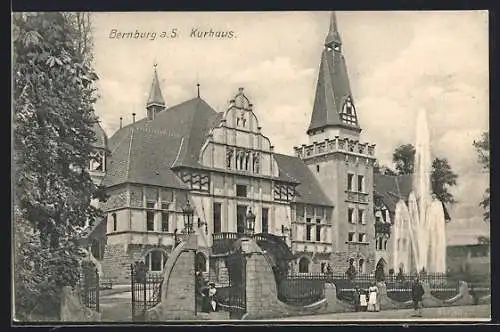 AK Bernburg a. S., Kurhaus mit Fontäne