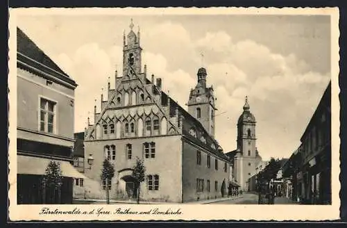AK Fürstenwalde /Spree, Rathaus und Domkirche