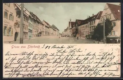 AK Stockach, Gasthaus zum Löwen und Kaiserliches Postamt