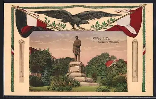AK Zittau i. Sa., Blick auf das Bismarck-Denkmal