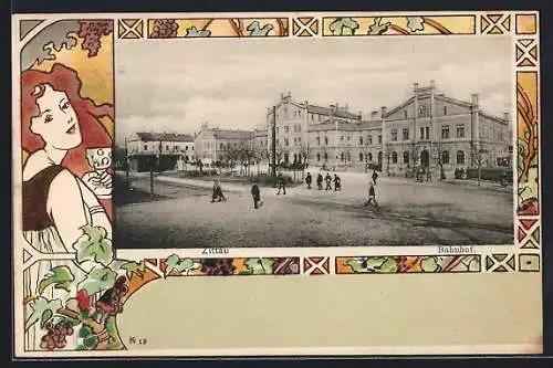 AK Zittau, Blick auf den Bahnhof