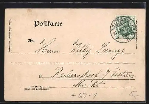 AK Zittau, Oberlausitzer Gewerbe-u. Industrie-Ausstellung 1902, Reichsdampfer mit Ausstellungsgebäude