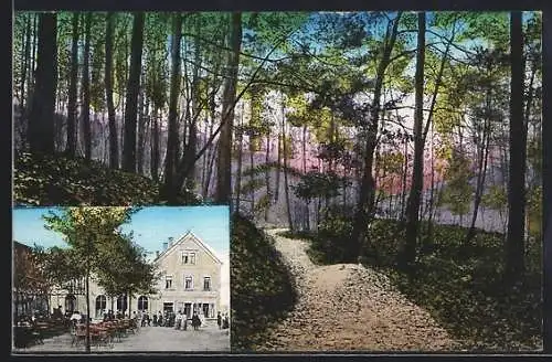 AK Bannewitz, Gasthaus Eutschützer Mühle, Ortspartie