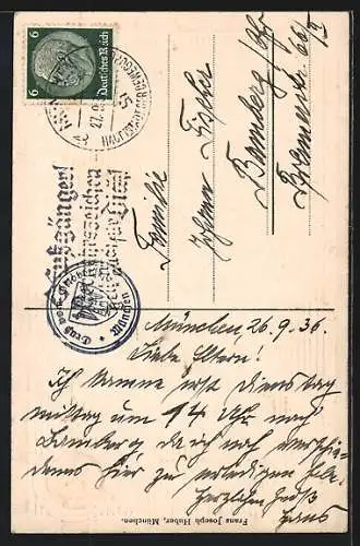 Lithographie München, Urkunde vom Oktoberfest mit Siegel