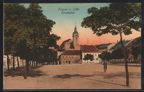 AK Torgau a. Elbe, Paradeplatz mit Bäumen