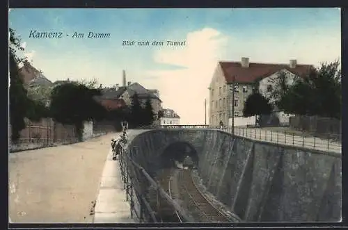 AK Kamenz, Am Damm mit Blick nach dem Bahntunnel