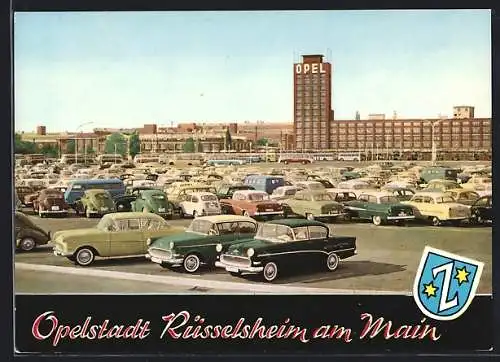 AK Rüsselsheim am Main, Opelwerk mit vielen Autos