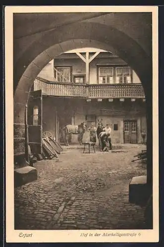 AK Erfurt, Hof in der Allerheiligenstrasse 6 durch Tor