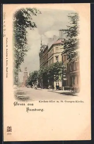 AK Hamburg-St.Georg, Kirchen-Allee m. St. Georgen-Kirche