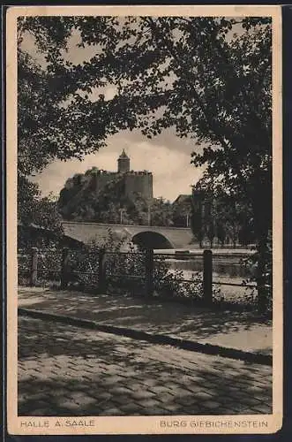 AK Halle / Saale, Blick auf Brücke und Burg Giebichenstein