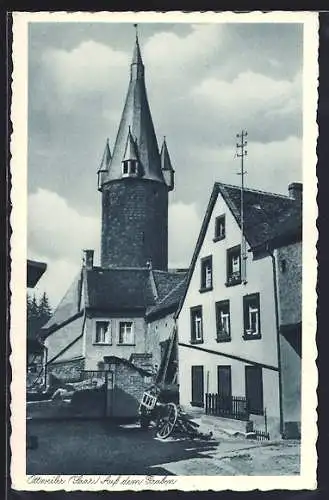 AK Ottweiler /Saar, Auf dem Graben mit altem Wehrturm