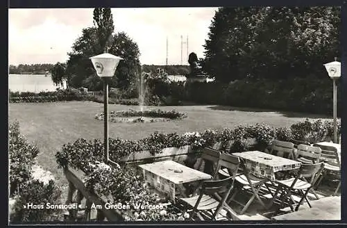 AK Berlin, Wannsee, Restaurant und Cafe Haus Sanssouci, Am Grossen Wannsee 60