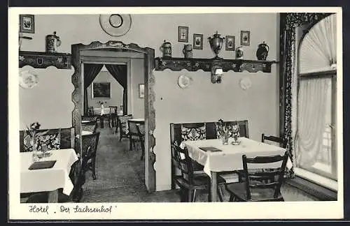 AK Berlin-Schöneberg, Innenansicht von Restaurant Bauer im Hotel Sachsenhof, Motzstr. 7
