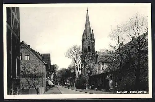 AK Tostedt, Partie im Himmelsweg mit Blick auf die Kirche