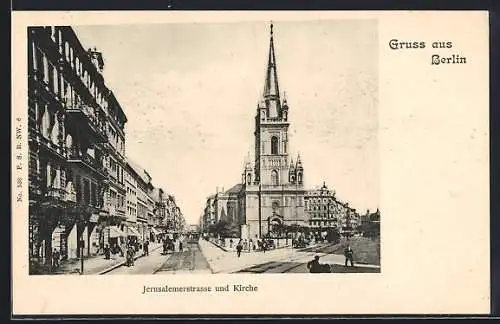 AK Berlin, Jerusalemerstrasse und Kirche