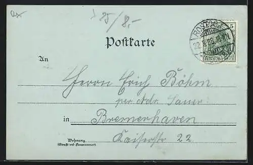 Mondschein-Lithographie Rostock, Ständehaus, Post, Kröpeliner Thor