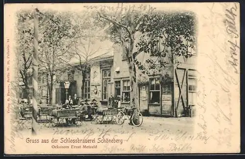 AK Berlin-Schöneberg, Restaurant Schlossbrauerei, Inh. Ernst Metzeld