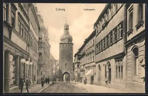 AK Coburg, Passanten in der Judengasse