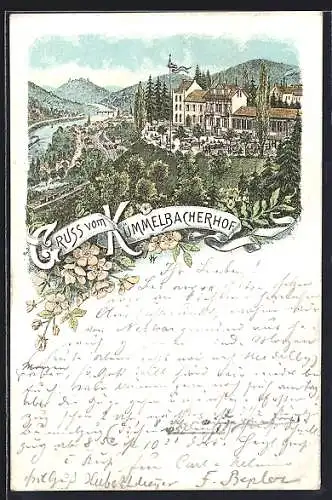 Lithographie Heidelberg /Neckar, Gasthaus Kümmelbacherhof