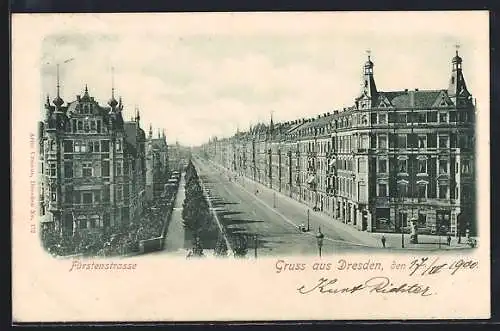 AK Dresden, Blick in die Fürstenstrasse