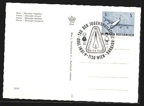 AK Wien, Flughafen Schwechat, Flugzeug, Ortsansicht